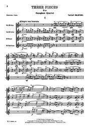 Nelhybel, Václav: Three Pieces for Saxophone Quartet (AATB) / partitura + party