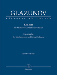 Bärenreiter Alexander Glazunov - Konzert in Es für Alt-Saxophon und Streichorchester op.10