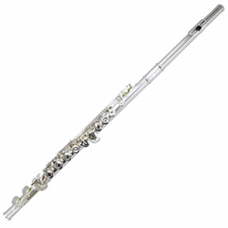 Koge Příčná flétna KF-12 RE + 1 s E mechanikou, postříbřená, otevřené klapky, 2 hlavice