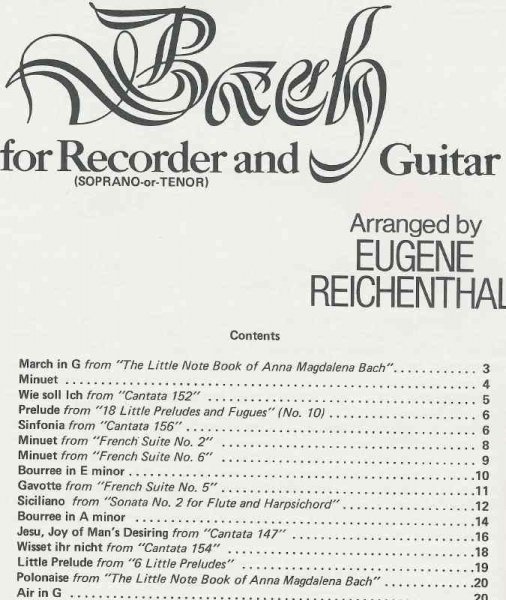 BACH FOR RECORDER &amp; GUITAR / zobcová flétna + kytara