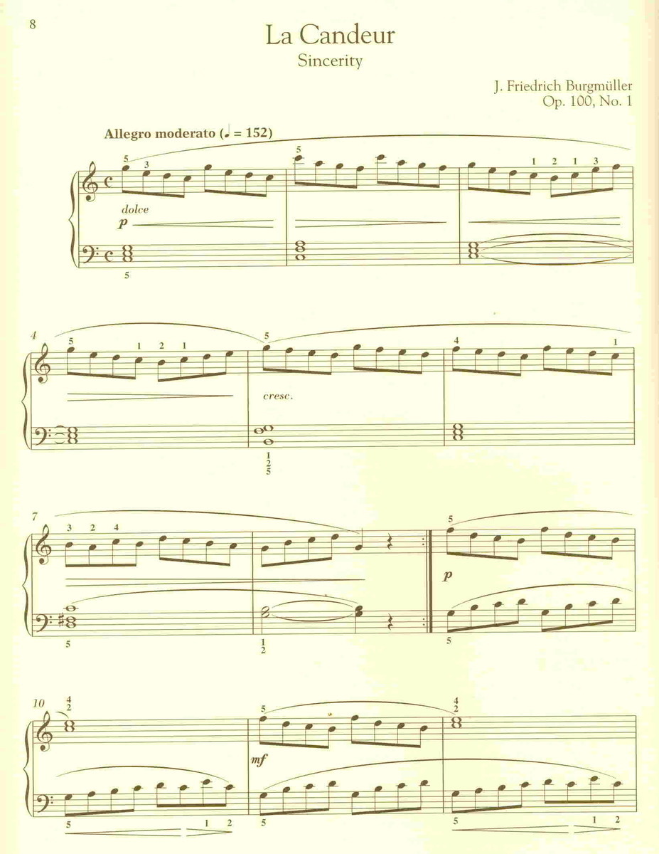 25 Easy And Progressive Studies, Opus 100 – No. 7 Le Courant Limpide With Eschenbach Recording Piano Score