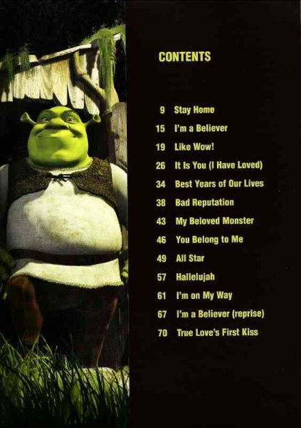 Cherry Lane Music Company SHREK  -  music from the original motion picture