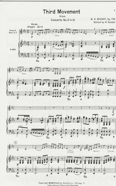 THIRD MOVEMENT - CONCERTO NO. 2 (MOZART) / lesní roh (f horn) + klavír
