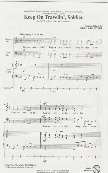 Hal Leonard Corporation KEEP ON TRAVELIN' , SOLDIER /  SATB*   a cappella
