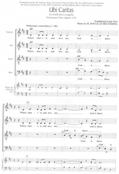 UBI CARITAS / SATB*  a cappella