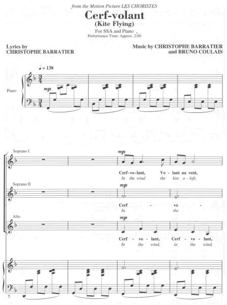 Hal Leonard Corporation CERF-VOLANT  / SSA* + piano