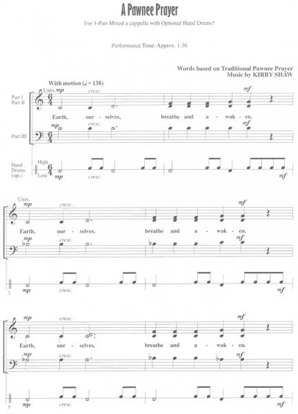 Hal Leonard Corporation A PAWNEE PRAYER /  3-PART MIX*  a cappella