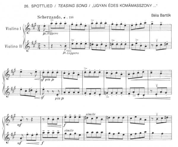 44 DUOS 2 (No.26-44) by Béla Bartók - dvoje housle