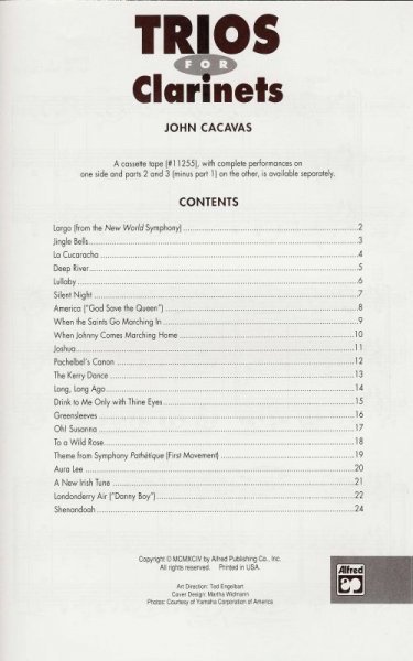 TRIOS FOR CLARINETS arranged by John Cacavas / tria pro klarinet