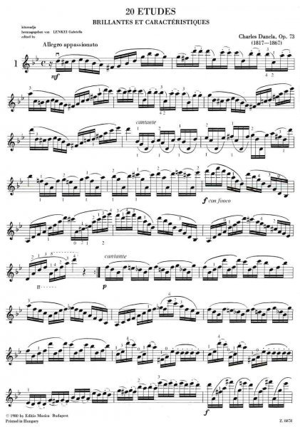 20 Etudes brillantes et caractéristiques pour violin, Op.73 by Charles Dancla / housle