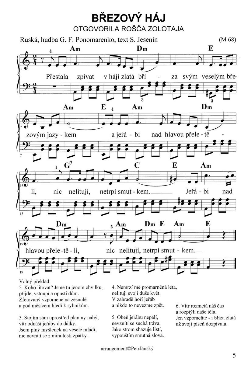 Staré ruské písně / klavír ve snadném slohu