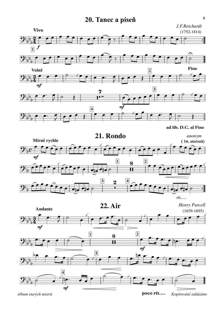 Album starých mistrů + CD / 47 klasických skladeb pro baryton (pozoun) a klavír (PDF)