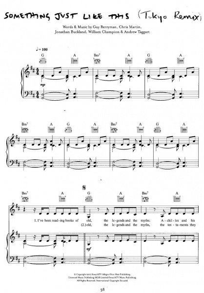 Something Just Like This (Tokyo Remix) Sheet Music, Coldplay