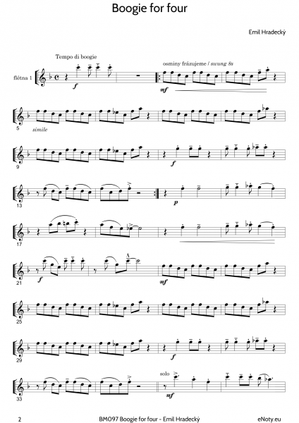 BOOGIE for four - Emil Hradecký / boogie pro 4 příčné flétny (+ basa a bicí)