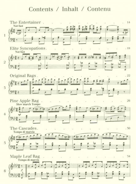 JOPLIN - 6 Ragtimes / šest ragtimů pro klavír