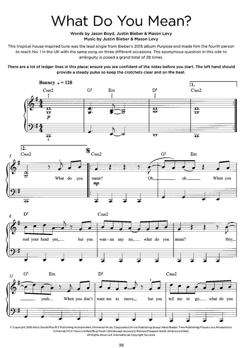 Really Easy Piano - JUSTIN BIEBER (16 songs) - Clarina