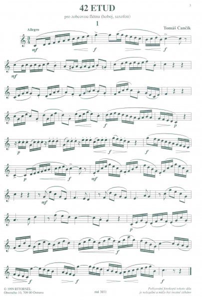 42 etud pro zobcovou flétnu (hoboj, flétnu, saxofon, klarinet, housle))