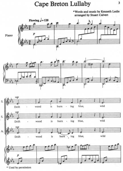CAPE BRETON LULLABY / SSA + piano