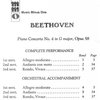 Music Minus One BEETHOVEN: Piano Concerto No.4 in G Major, op.58 + 2x CD