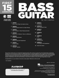 First 15 Lessons: Bass Guitar + Audio &amp; Video Online / tabulatura