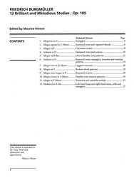 BURGMÜLLER - 12 Brilliant and Melodius Studies, Opus 105 for the Piano