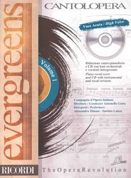 RICORDI CANTOLOPERA - EVERGREENS + CD / vyšší hlas + klavír