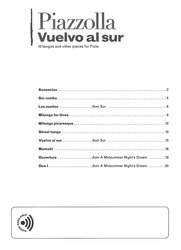 VUELVO AL SUR by Astor Piazzolla + Audio Online / příčná flétna a klavír