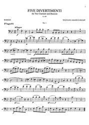 Mozart: Five Divertimenti K.229 / dva klarinety a fagot