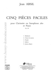 Absil: 5 Pièces faciles op.138 / klarinet (altový saxofon) a klavír