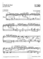 Schulhoff: Cinq Études de Jazz / klavír - pět jazzových etud