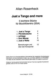 Rosenheck: Just a TANGO and more... / pět snadných skladeb pro trio zobcových fléten (SSA)