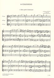 Dufay: 10 Chansons pro tři nástroje stejného ladění / partitura + party