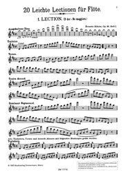 Ernesto Kohler: 20 Lektionen op.93, heft 1 / škola hry na příčnou flétnu - snadné a melodické lekce 1-10
