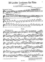 Ernesto Kohler: 20 Lektionen op.93, heft 2 / škola hry na příčnou flétnu - snadné a melodické lekce 11-20