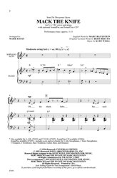 Mack the Knife (Mackie Messer) / SATB* a klavír/akordy