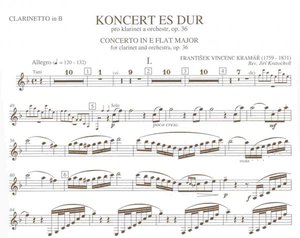 Koncert ES-DUR, OP. 36 pro klarinet a orchestr (klavírní výtah) - F.V.Kramář    klarinet &amp; piano