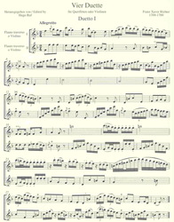 Richter, Franz Xaver - 4 DUETS for flutes (violins) / čtyři duety pro příčné flétny (housle)