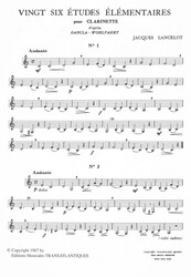 VINGT SIX ETUDES ELEMENTAIRES by Jacques Lancelot / 26 elementárních etud pro klarinet
