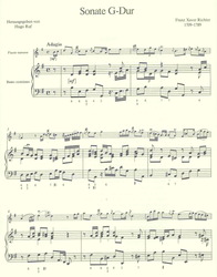 Richter, Franz Xaver - SONATA IN G MAJOR  flute &amp; basso continuo (piano, organ) / příčná flétna a klavír (varhany)