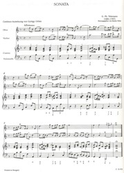 Telemann: 2 SONATE pro hoboj, housle a klavír (basso continuo)