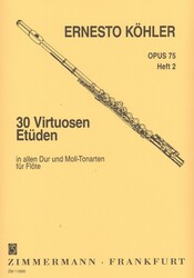 30 Virtuoso Studies Op.75 for Flute by Ernesto Kohler - book 2 (etudy 11-20)