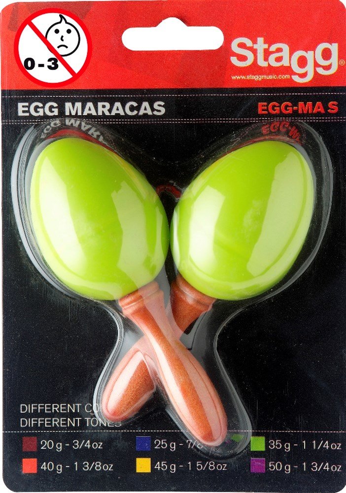 Stagg Maracas EGG-MA S/GR, vajíčka s ručkou, barva zelená