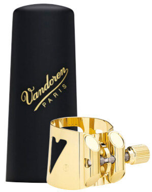 Vandoren Optimum ligatura a plastový klobouček pro hubičku na tenor saxofon, pozlacené