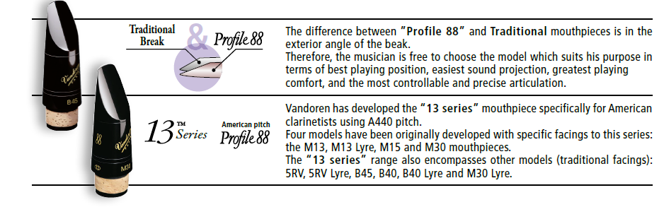 Vandoren profil 88 B45 hubička pro B klarinet