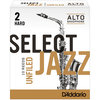 D'Addario Select Jazz Unfiled plátek pro alt saxofon tvrdost 2H