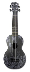 Audiana ukulele sopránové - černé, květinový vzor