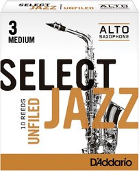 D'Addario Select Jazz Unfiled plátek pro alt saxofon tvrdost 3M