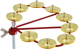 Latin Percussion Tamburina Jingle Ring - Brass, pro montáž na Hi-hat, dvouřadá