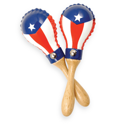 Latin Percussion Maracas, Mini Rawhide Maracas, Puerto Rican Flag