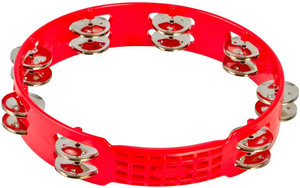 Latin Percussion Tamburina 10", Aspire® Plastic Tambourine - dvouřadá, červená